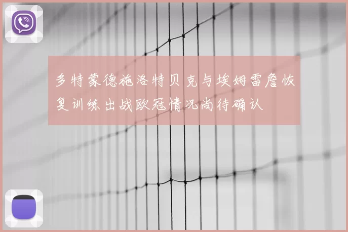 多特蒙德施洛特贝克与埃姆雷詹恢复训练出战欧冠情况尚待确认